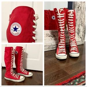 red thigh high converse
